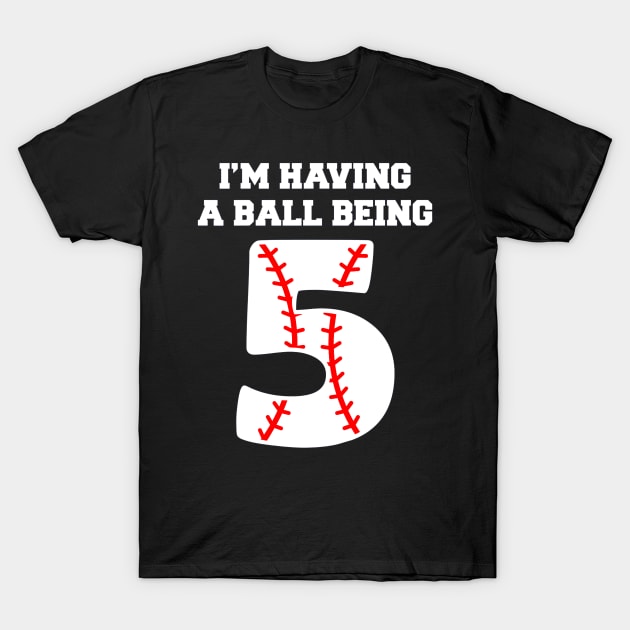 Kids 5 Year Old Baseball 5th Birthday T-Shirt by Chicu